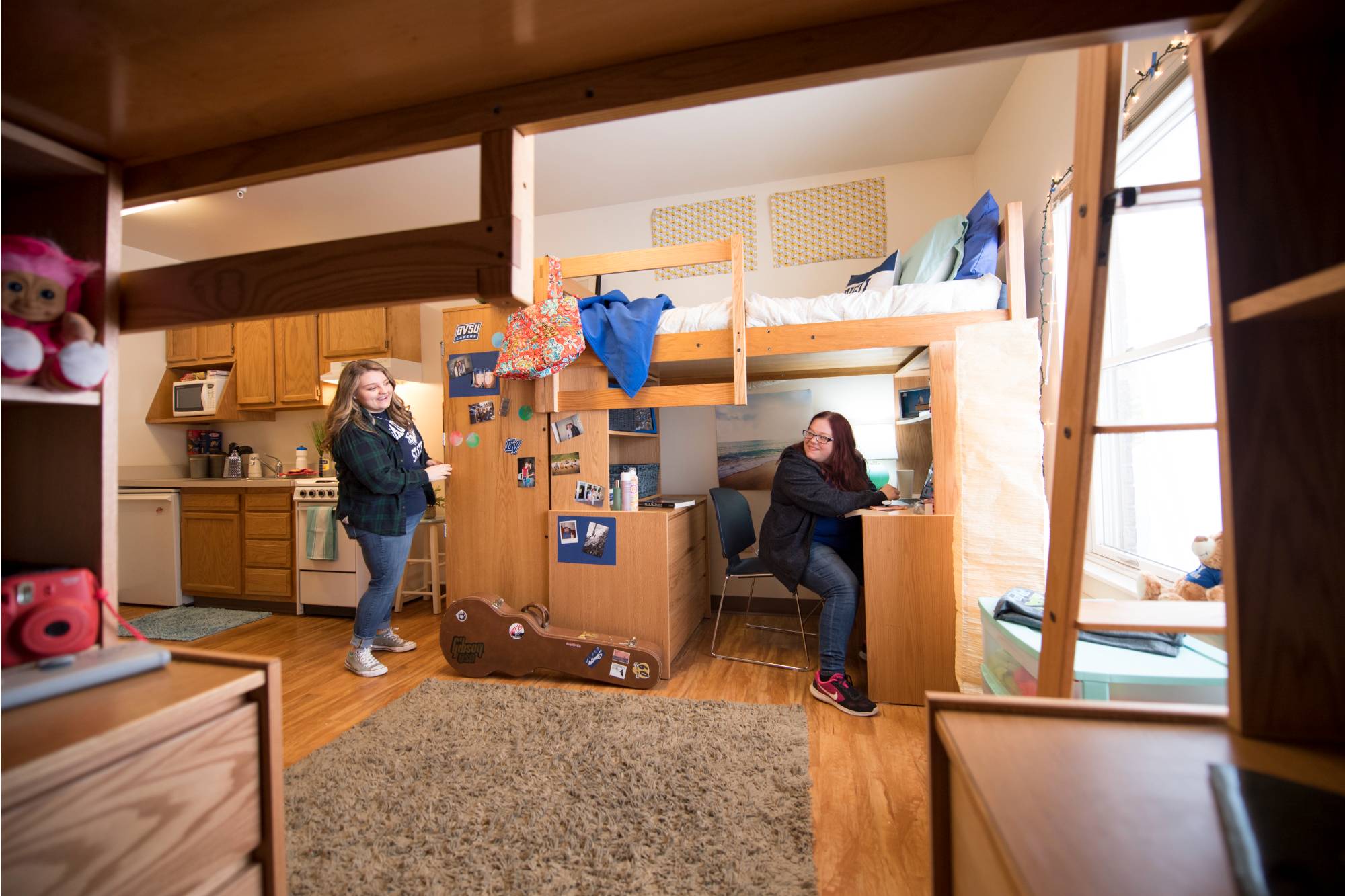 Roomates in one of Grand Valley's one-bedroom apartment-style housing units.